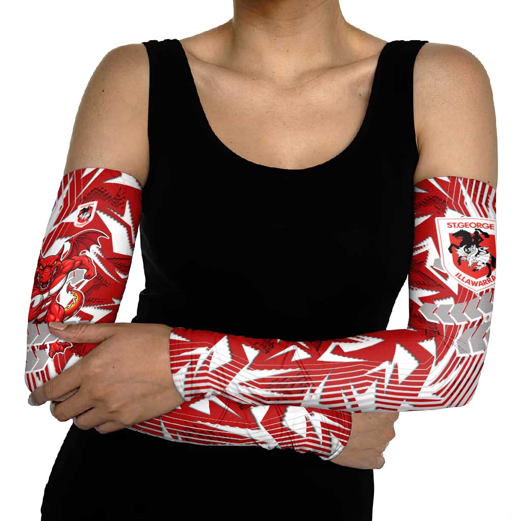 St George Illawarra Dragons Rugby Arm Sleeves Fierce Mascot Geometric Tribal Art