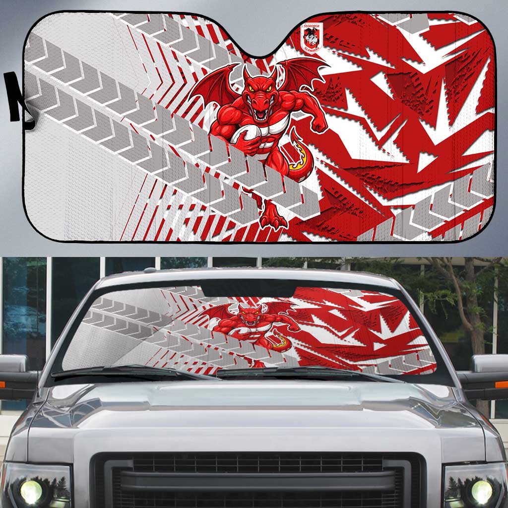 St George Illawarra Dragons Rugby Auto Sun Shade Fierce Mascot Geometric Tribal Art