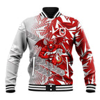 St George Illawarra Dragons Rugby Baseball Jacket Fierce Mascot Geometric Tribal Art