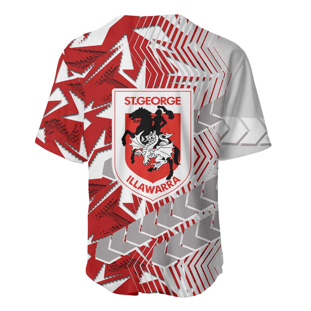 St George Illawarra Dragons Rugby Baseball Jersey Fierce Mascot Geometric Tribal Art