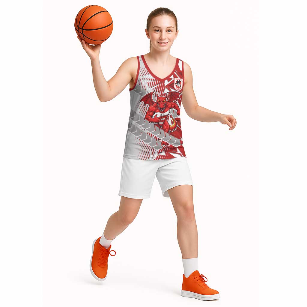 St George Illawarra Dragons Rugby Basketball Jersey Fierce Mascot Geometric Tribal Art