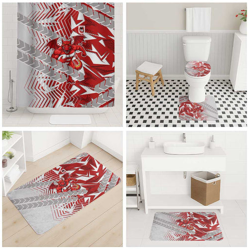 St George Illawarra Dragons Rugby Bathroom Set Fierce Mascot Geometric Tribal Art