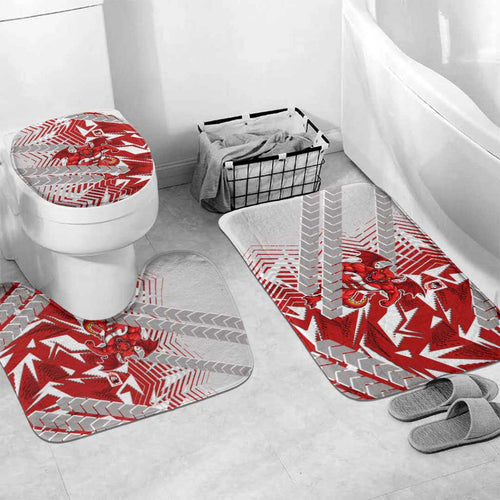 St George Illawarra Dragons Rugby Bathroom Set Fierce Mascot Geometric Tribal Art