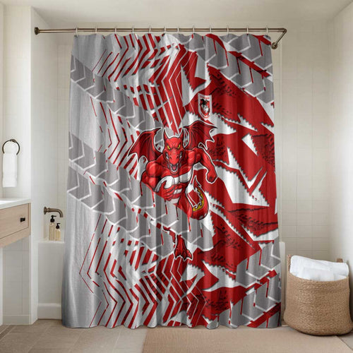 St George Illawarra Dragons Rugby Bathroom Set Fierce Mascot Geometric Tribal Art