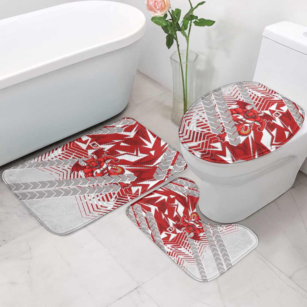 St George Illawarra Dragons Rugby Bathroom Set Fierce Mascot Geometric Tribal Art