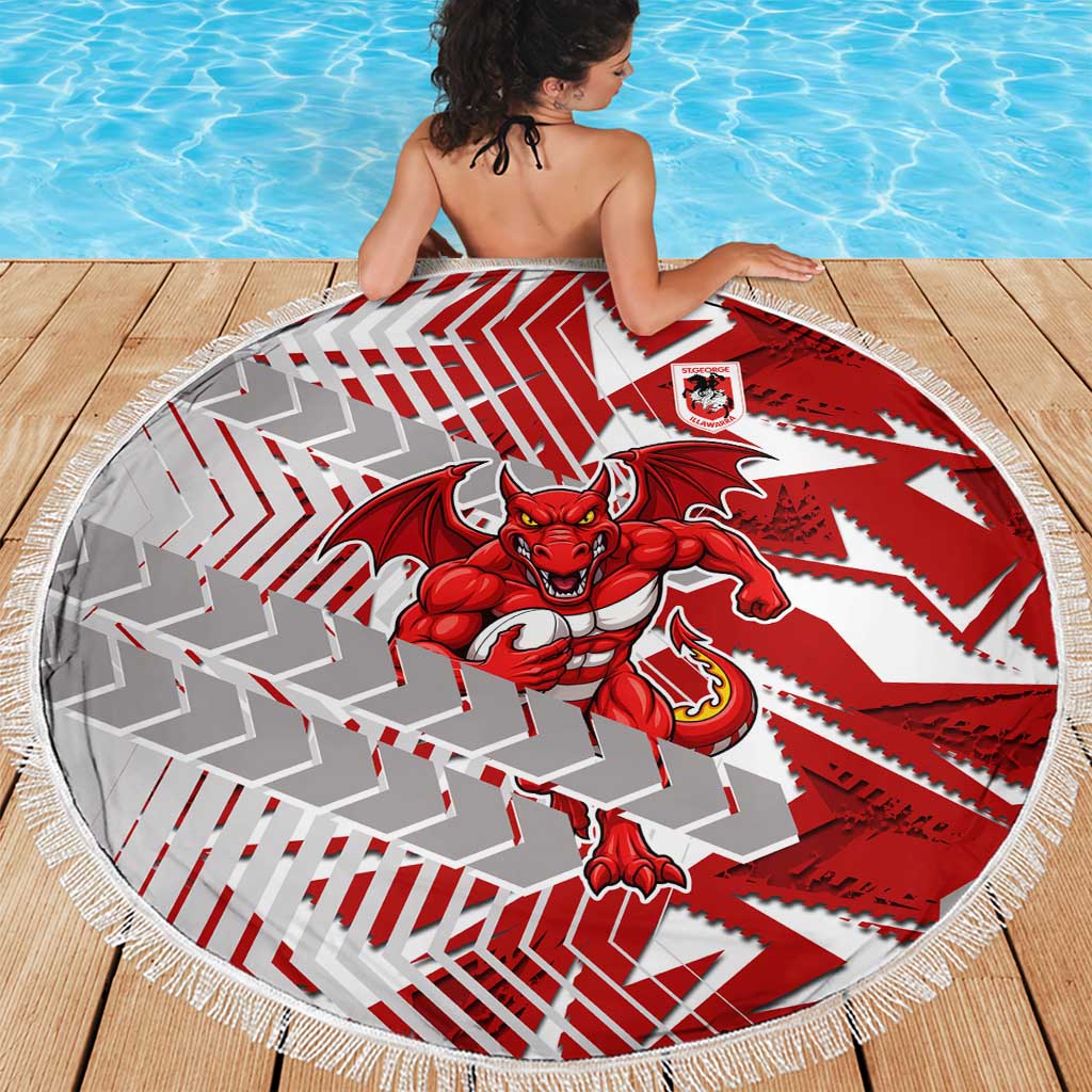 St George Illawarra Dragons Rugby Beach Blanket Fierce Mascot Geometric Tribal Art