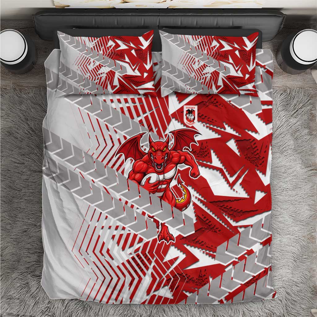 St George Illawarra Dragons Rugby Bedding Set Fierce Mascot Geometric Tribal Art