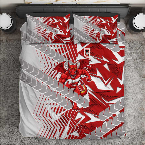 St George Illawarra Dragons Rugby Bedding Set Fierce Mascot Geometric Tribal Art