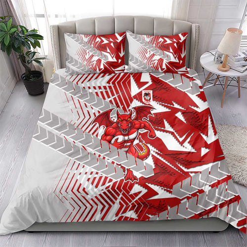 St George Illawarra Dragons Rugby Bedding Set Fierce Mascot Geometric Tribal Art