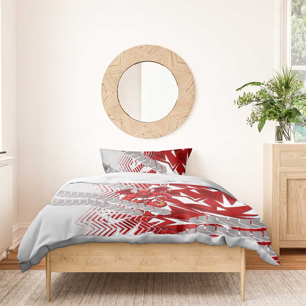 St George Illawarra Dragons Rugby Bedding Set Fierce Mascot Geometric Tribal Art