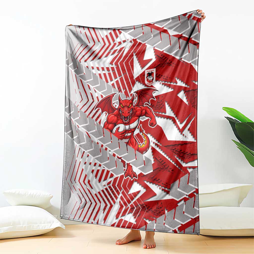 St George Illawarra Dragons Rugby Blanket Fierce Mascot Geometric Tribal Art