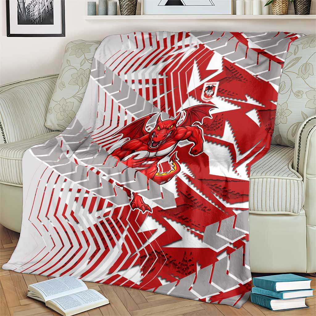 St George Illawarra Dragons Rugby Blanket Fierce Mascot Geometric Tribal Art