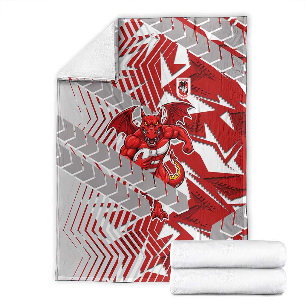 St George Illawarra Dragons Rugby Blanket Fierce Mascot Geometric Tribal Art