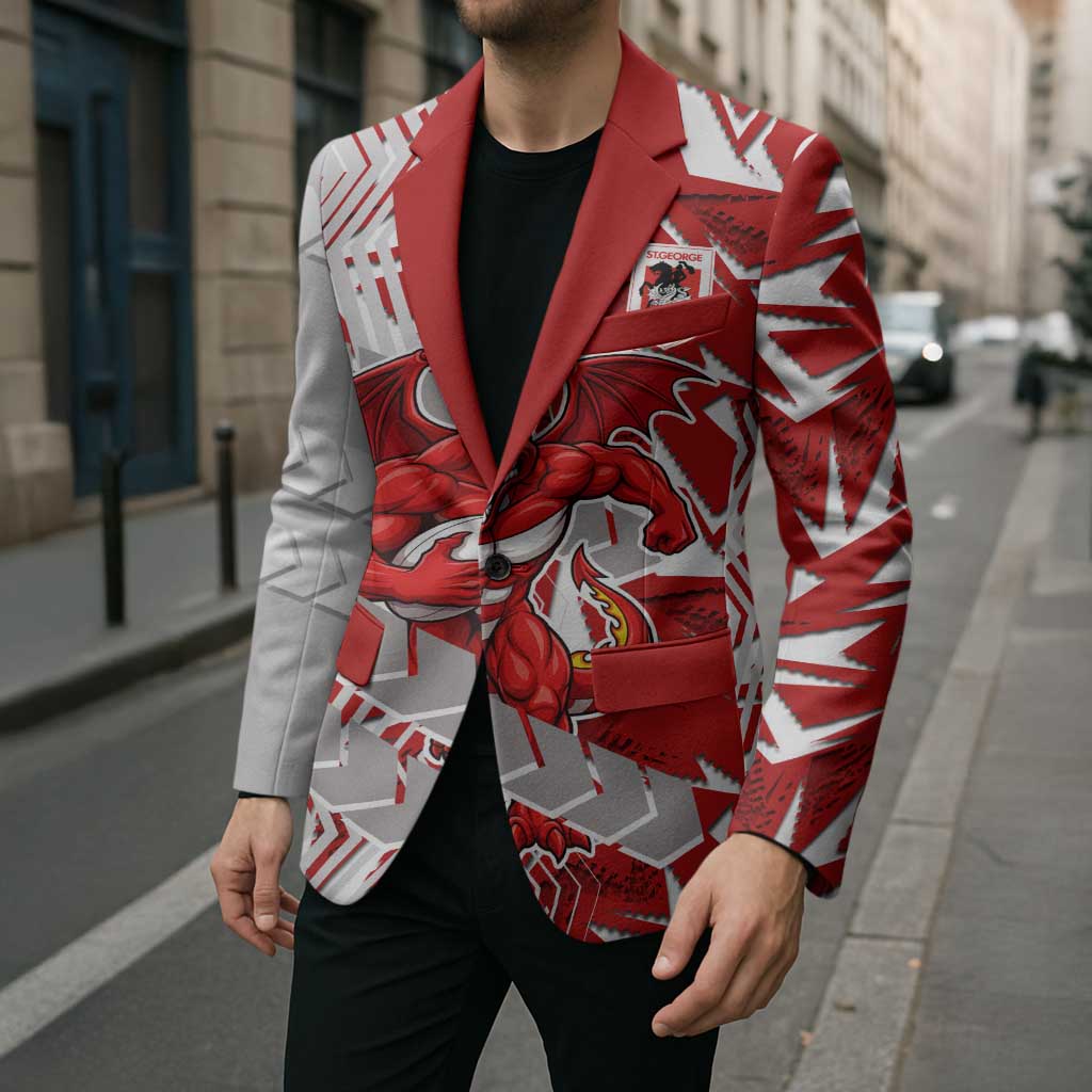 St George Illawarra Dragons Rugby Blazer Fierce Mascot Geometric Tribal Art