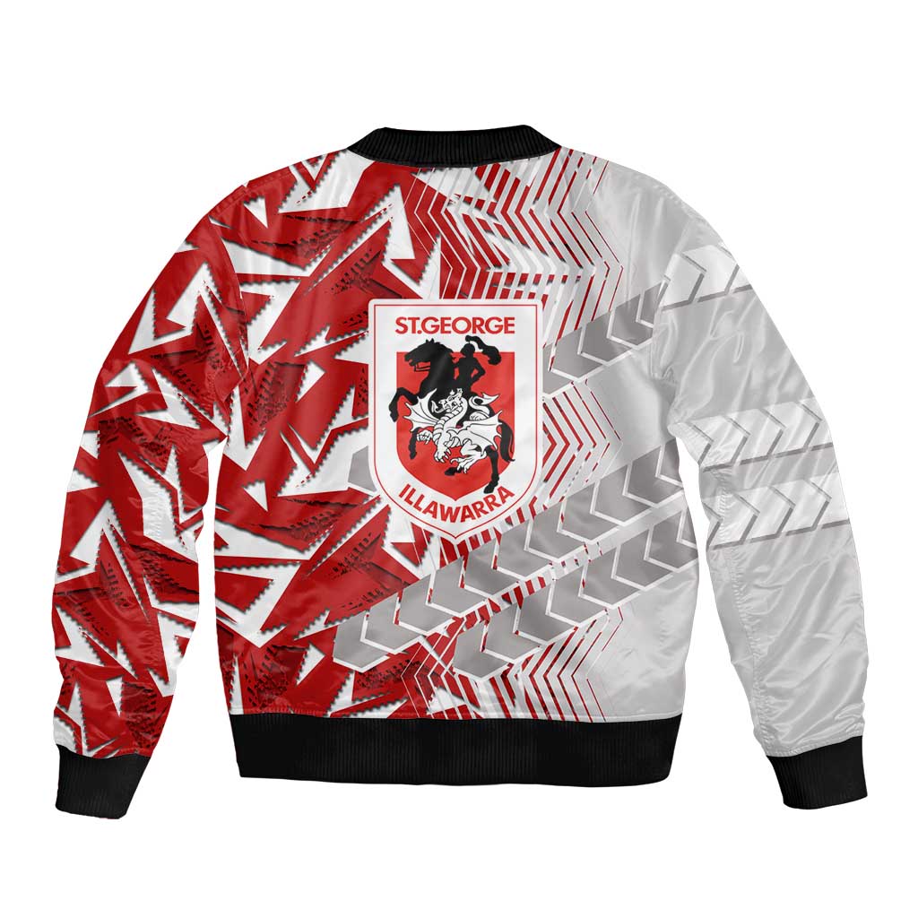 St George Illawarra Dragons Rugby Bomber Jacket Fierce Mascot Geometric Tribal Art