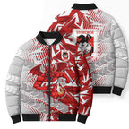 St George Illawarra Dragons Rugby Bomber Puffer Jacket Fierce Mascot Geometric Tribal Art