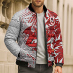 St George Illawarra Dragons Rugby Bomber Puffer Jacket Fierce Mascot Geometric Tribal Art