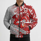 St George Illawarra Dragons Rugby Bomber Puffer Jacket Fierce Mascot Geometric Tribal Art