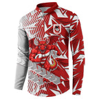 St George Illawarra Dragons Rugby Button Sweatshirt Fierce Mascot Geometric Tribal Art