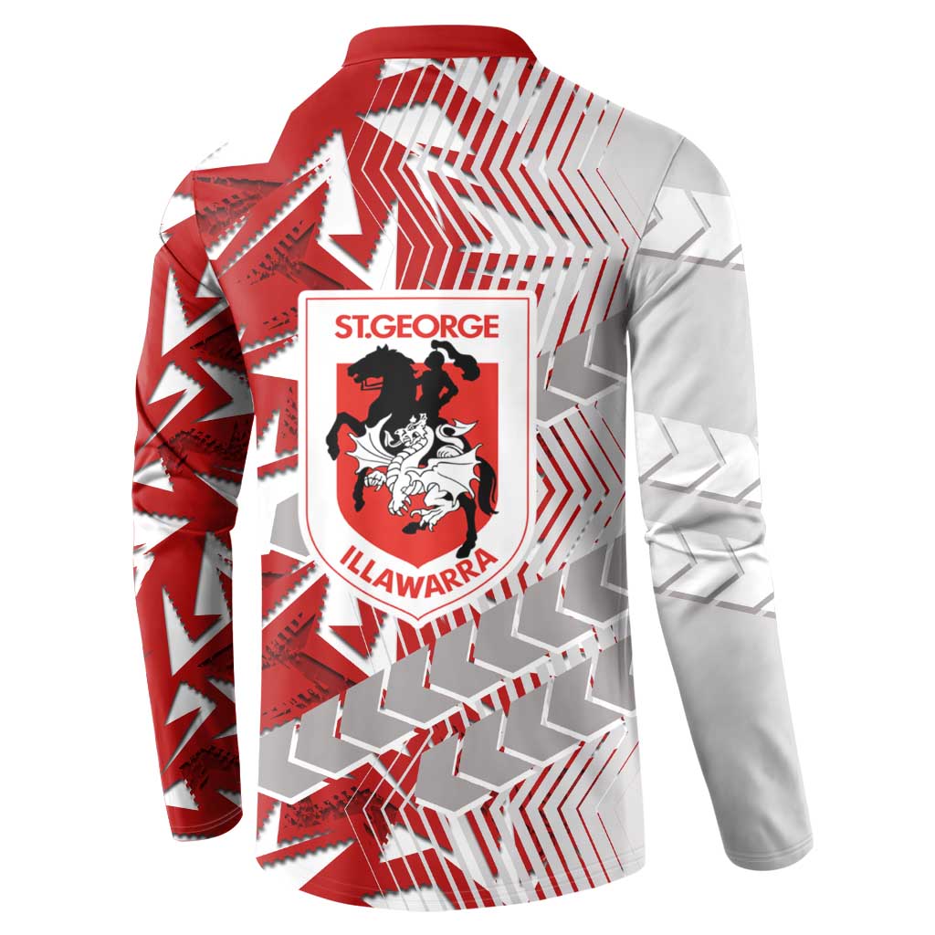 St George Illawarra Dragons Rugby Button Sweatshirt Fierce Mascot Geometric Tribal Art
