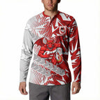 St George Illawarra Dragons Rugby Button Sweatshirt Fierce Mascot Geometric Tribal Art