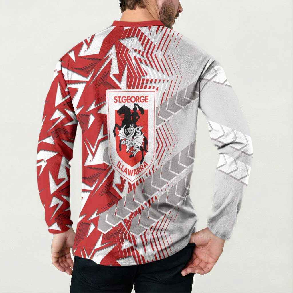 St George Illawarra Dragons Rugby Button Sweatshirt Fierce Mascot Geometric Tribal Art
