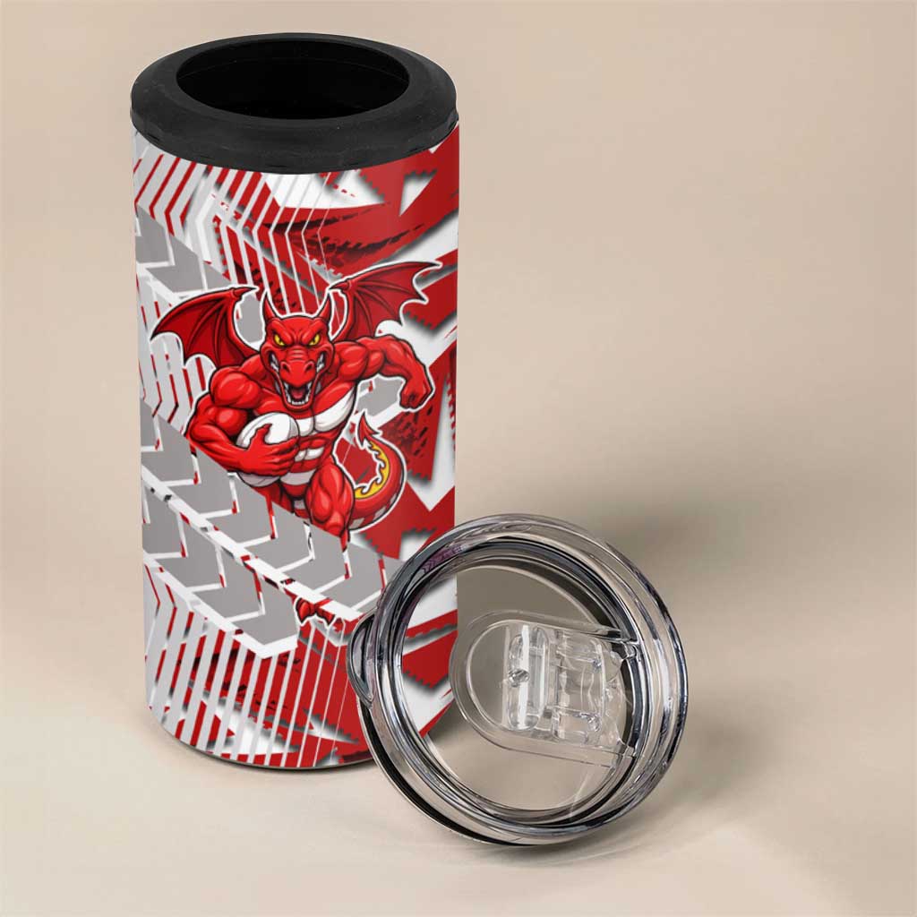 St George Illawarra Dragons Rugby 4 in 1 Can Cooler Tumbler Fierce Mascot Geometric Tribal Art