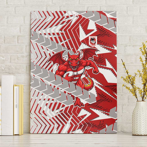 St George Illawarra Dragons Rugby Canvas Wall Art Fierce Mascot Geometric Tribal Art