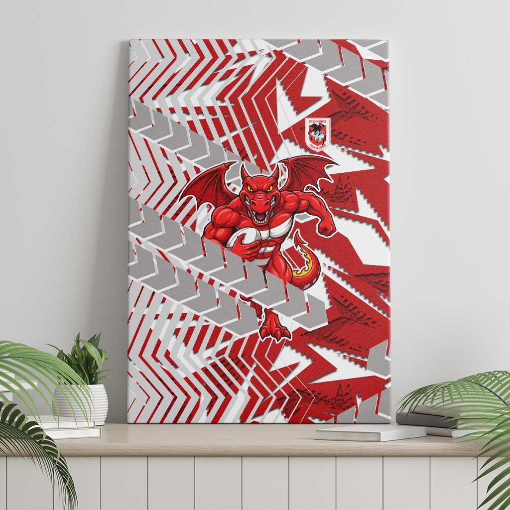 St George Illawarra Dragons Rugby Canvas Wall Art Fierce Mascot Geometric Tribal Art