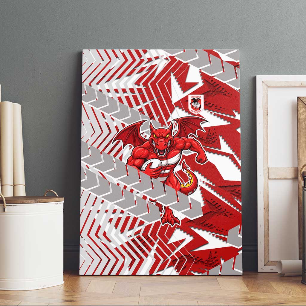St George Illawarra Dragons Rugby Canvas Wall Art Fierce Mascot Geometric Tribal Art