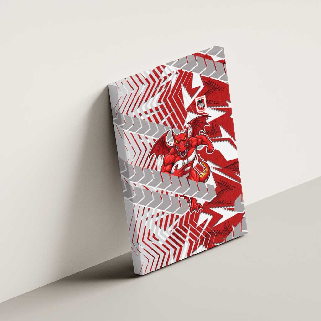 St George Illawarra Dragons Rugby Canvas Wall Art Fierce Mascot Geometric Tribal Art