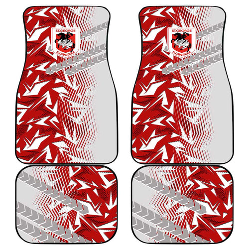 St George Illawarra Dragons Rugby Car Mats Fierce Mascot Geometric Tribal Art