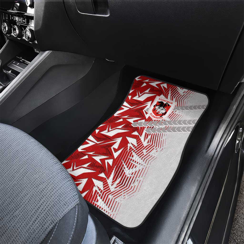 St George Illawarra Dragons Rugby Car Mats Fierce Mascot Geometric Tribal Art