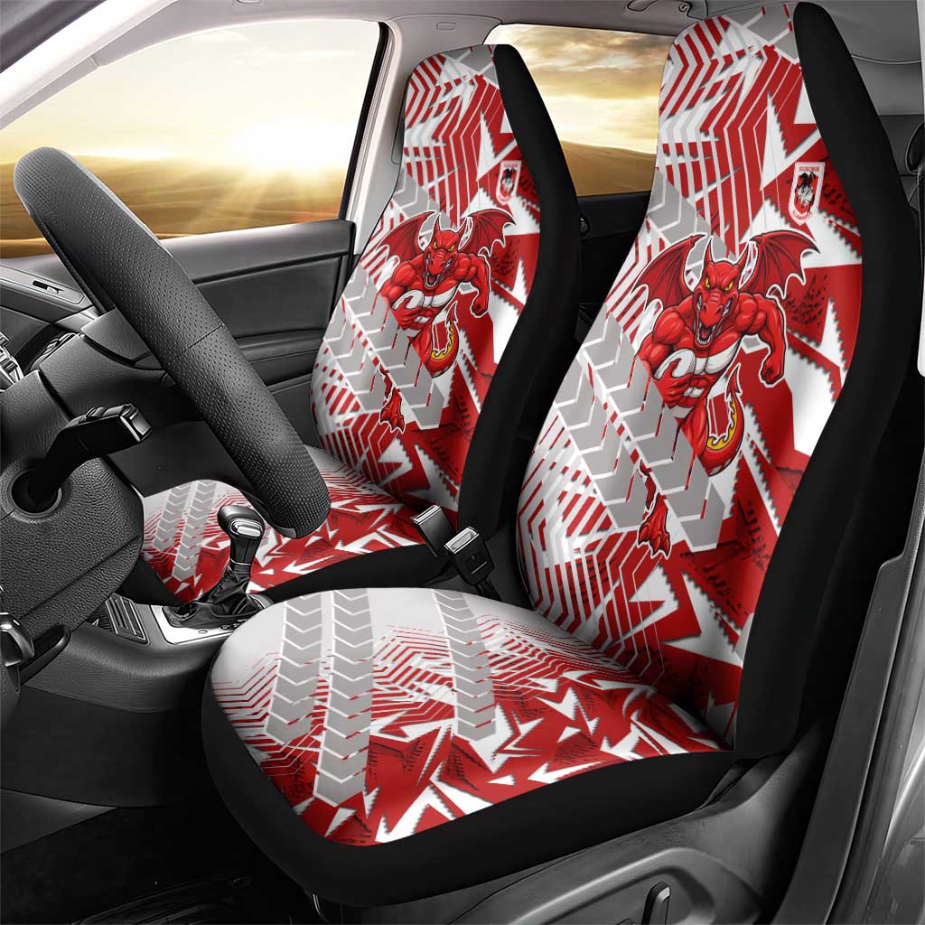 St George Illawarra Dragons Rugby Car Seat Cover Fierce Mascot Geometric Tribal Art