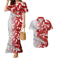 St George Illawarra Dragons Rugby Couples Matching Mermaid Dress and Hawaiian Shirt Fierce Mascot Geometric Tribal Art