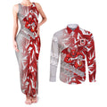 St George Illawarra Dragons Rugby Couples Matching Tank Maxi Dress and Long Sleeve Button Shirt Fierce Mascot Geometric Tribal Art