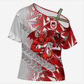 St George Illawarra Dragons Rugby Cross Shoulder Shirt Fierce Mascot Geometric Tribal Art