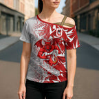 St George Illawarra Dragons Rugby Cross Shoulder Shirt Fierce Mascot Geometric Tribal Art