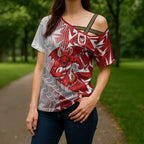St George Illawarra Dragons Rugby Cross Shoulder Shirt Fierce Mascot Geometric Tribal Art