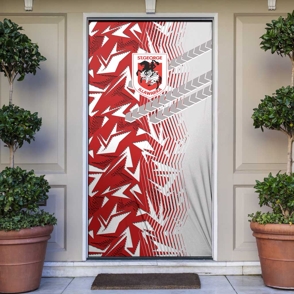 St George Illawarra Dragons Rugby Door Cover Fierce Mascot Geometric Tribal Art