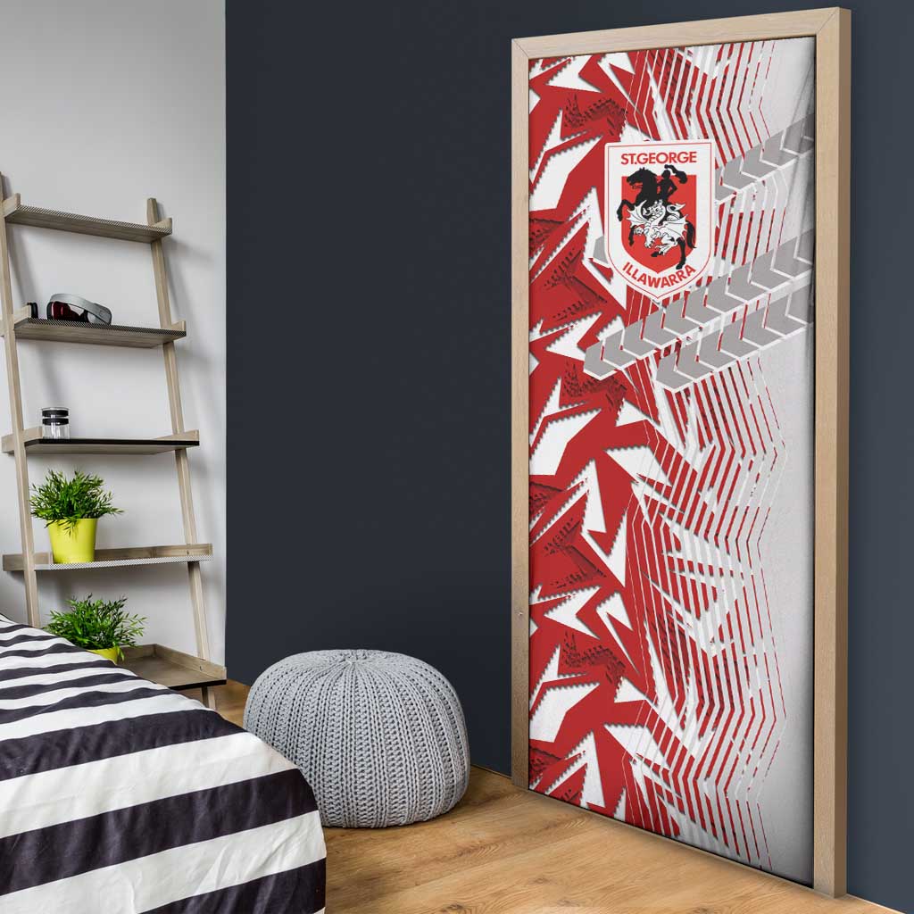 St George Illawarra Dragons Rugby Door Cover Fierce Mascot Geometric Tribal Art
