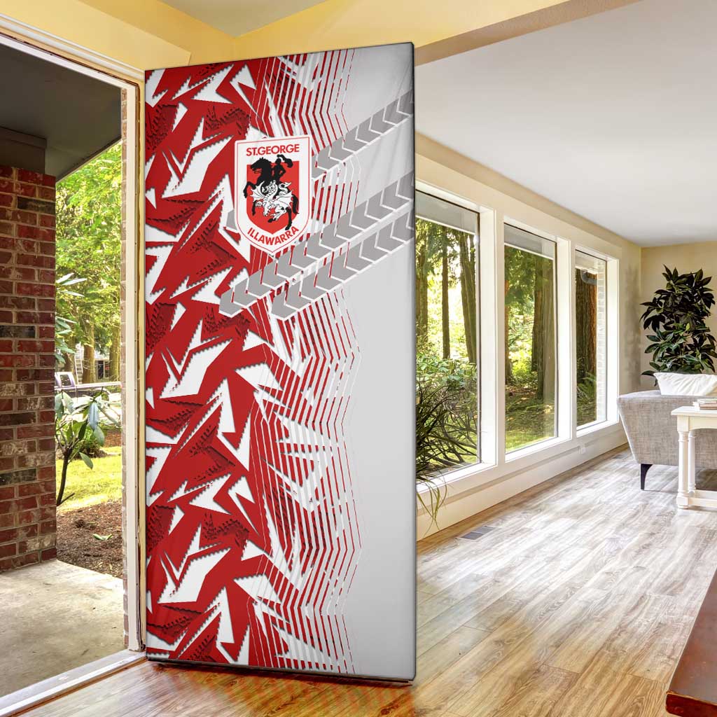 St George Illawarra Dragons Rugby Door Cover Fierce Mascot Geometric Tribal Art