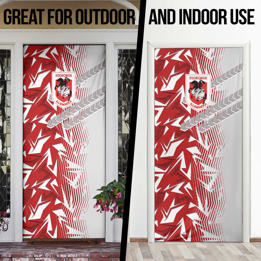 St George Illawarra Dragons Rugby Door Cover Fierce Mascot Geometric Tribal Art