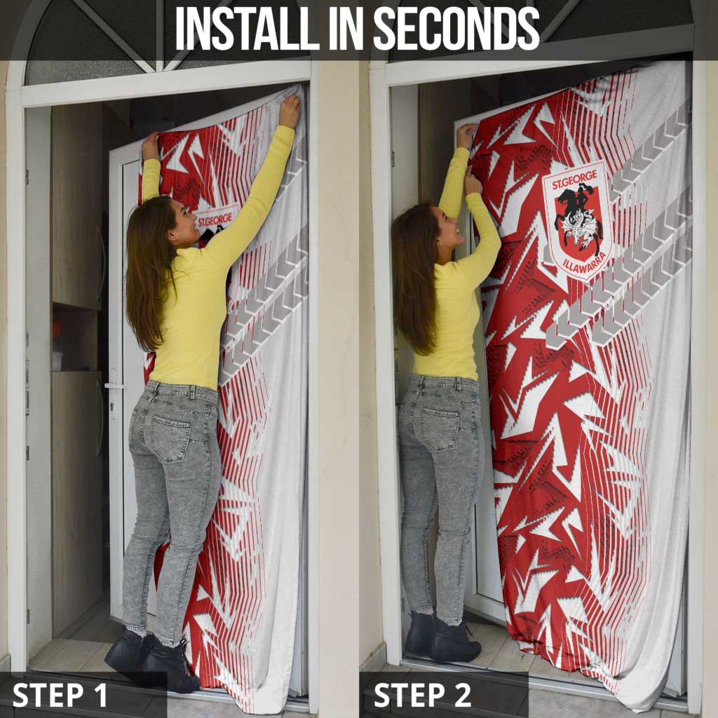 St George Illawarra Dragons Rugby Door Cover Fierce Mascot Geometric Tribal Art