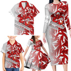 St George Illawarra Dragons Rugby Family Matching Long Sleeve Bodycon Dress and Hawaiian Shirt Fierce Mascot Geometric Tribal Art