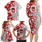 St George Illawarra Dragons Rugby Family Matching Long Sleeve Bodycon Dress and Hawaiian Shirt Fierce Mascot Geometric Tribal Art