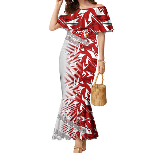 St George Illawarra Dragons Rugby Family Matching Mermaid Dress and Hawaiian Shirt Fierce Mascot Geometric Tribal Art