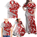 St George Illawarra Dragons Rugby Family Matching Off Shoulder Maxi Dress and Hawaiian Shirt Fierce Mascot Geometric Tribal Art