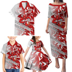 St George Illawarra Dragons Rugby Family Matching Puletasi and Hawaiian Shirt Fierce Mascot Geometric Tribal Art