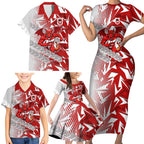 St George Illawarra Dragons Rugby Family Matching Short Sleeve Bodycon Dress and Hawaiian Shirt Fierce Mascot Geometric Tribal Art